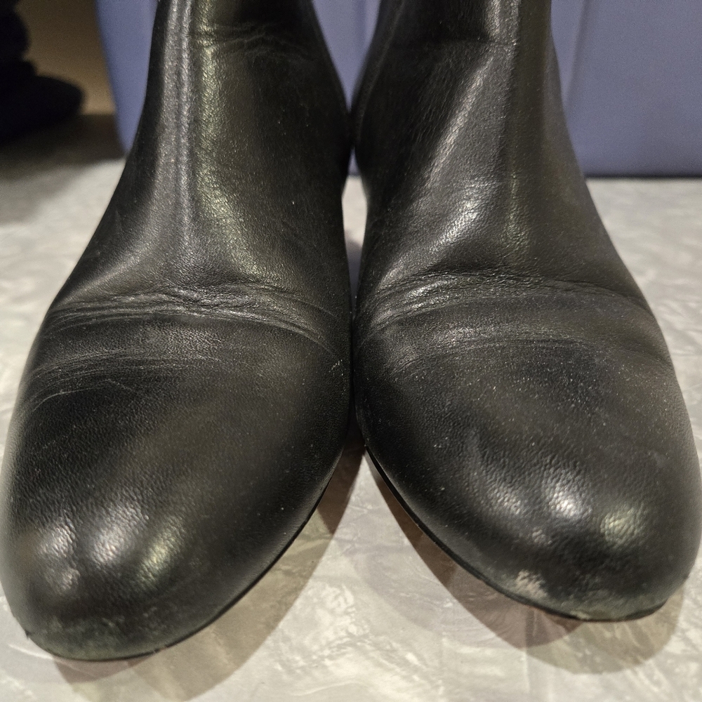 Elegant Black Coach Maya Leather Wedge Heel Ankle Boots Sz 6 - Picture 5 of 6